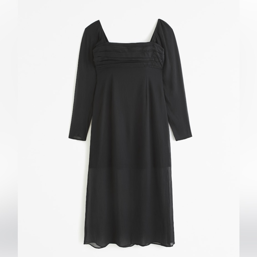 Abercrombie Emerson Chiffon Long-Sleeve Midi Dress